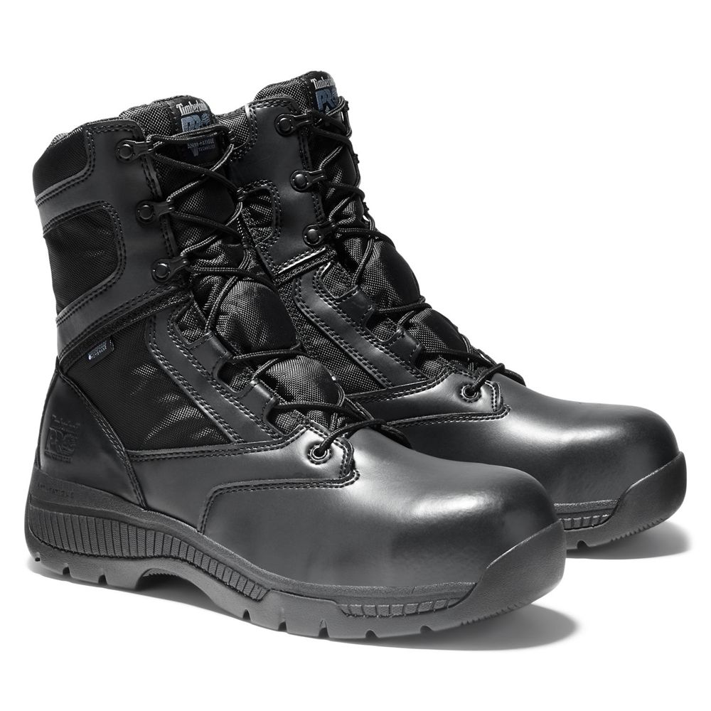 Botas Pro Timberland Argentina Hombre - Pro Valor™ Duty 8\" Side-Zip Comp Toe - Negras - BGJAOX-107